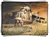 Mi-24, Żniwiarka, Trawy, Pole