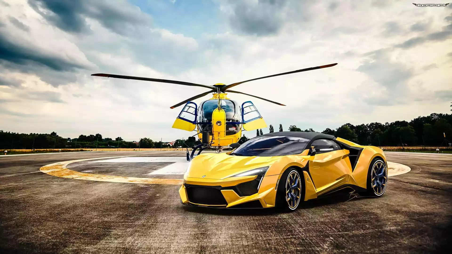 Helikopter, Żółty, Samochód, W Motors Fenyr SuperSport