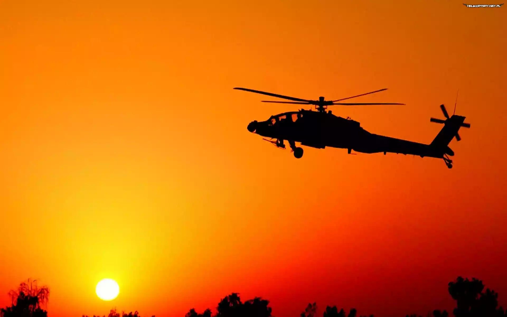 Zachód, Słońca, Helikopter